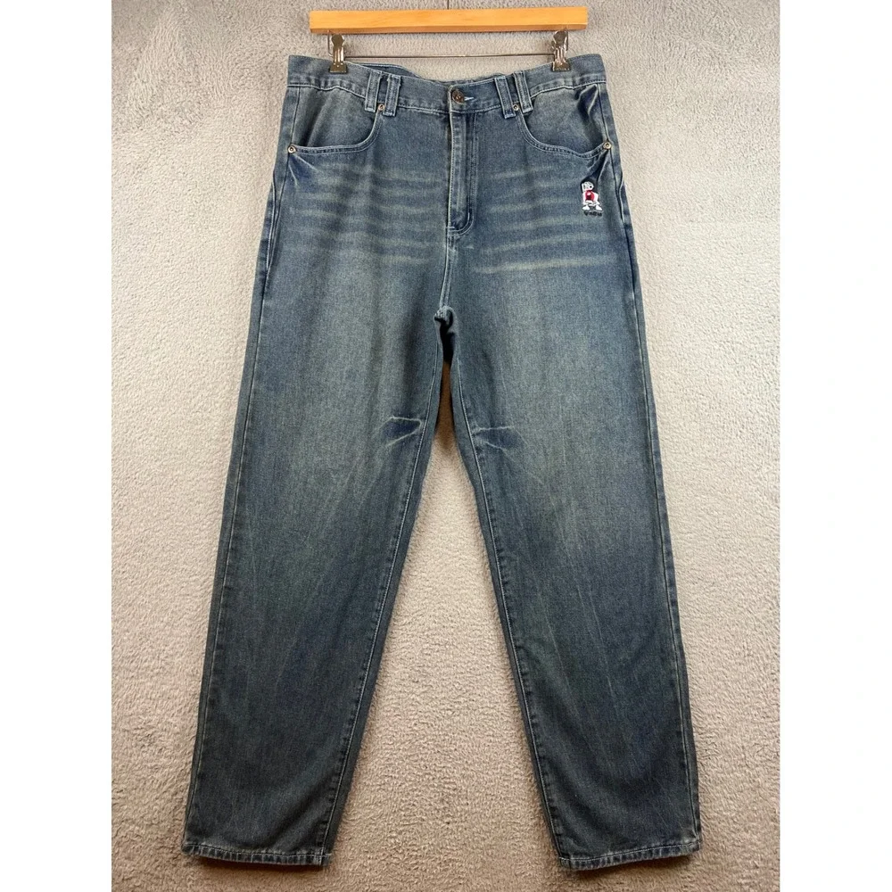 Playbigg Jeans Mens 36 Baggy Wide Leg Blue Denim Hip Hop Street Y2K